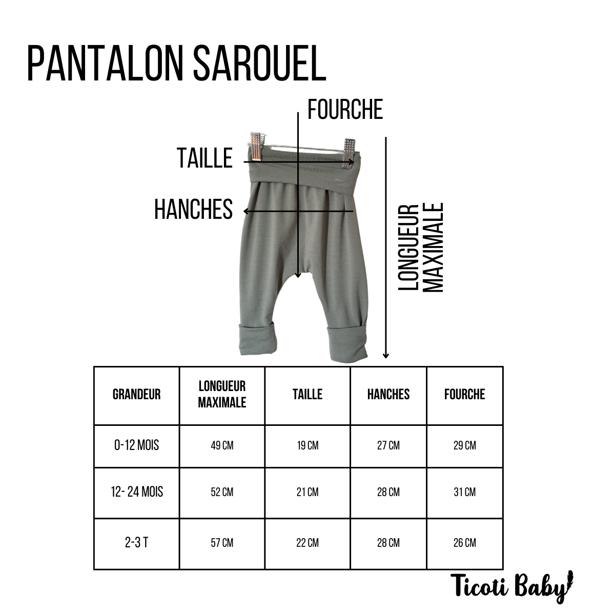 Pantalon évolutif Sarouel - Bleu Maroccain - 12-24 mois