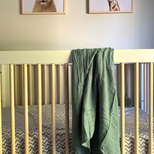 Mousseline pour bébé de bambou et coton Bleu-vert